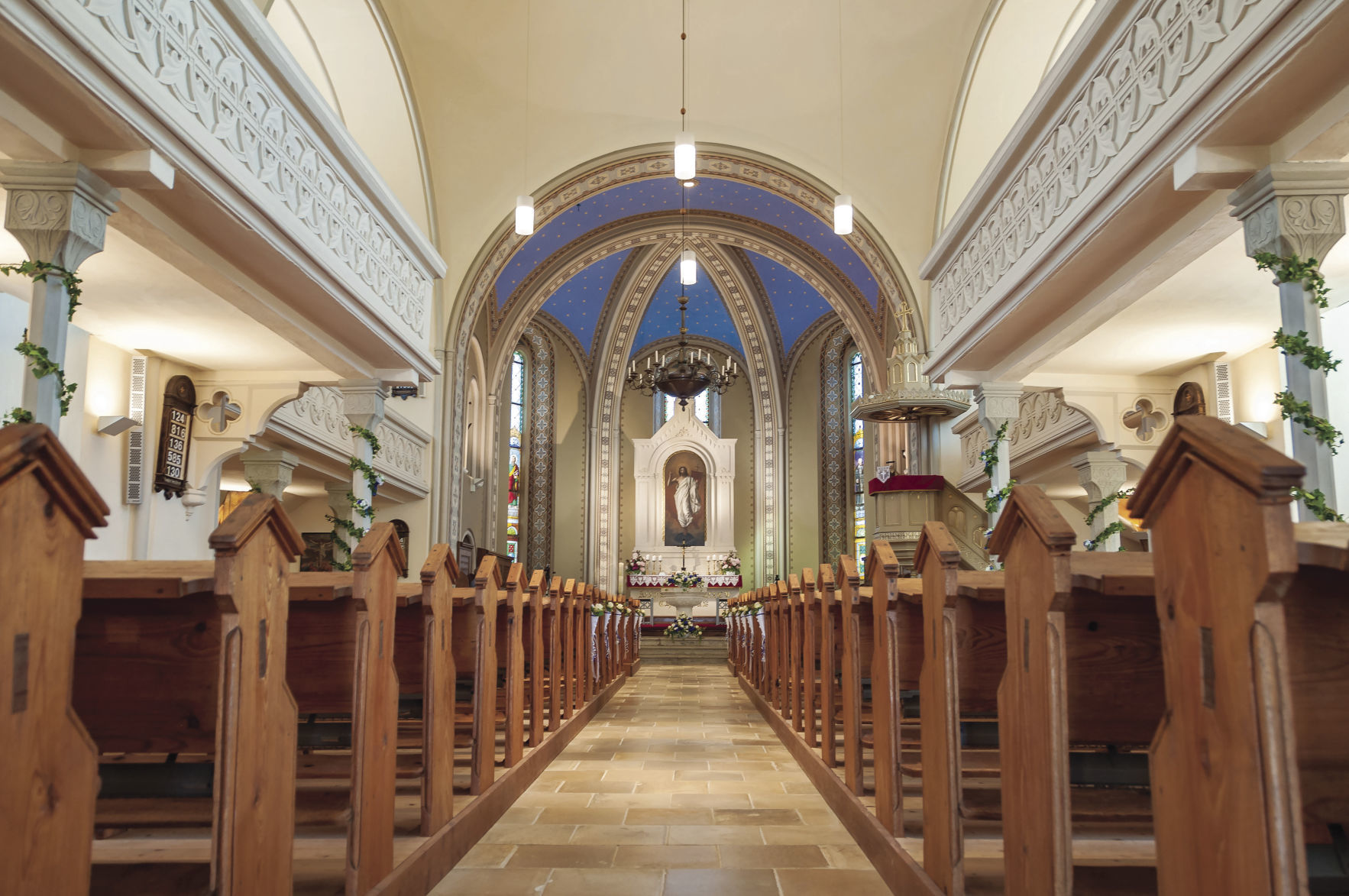 inside church view aisle
